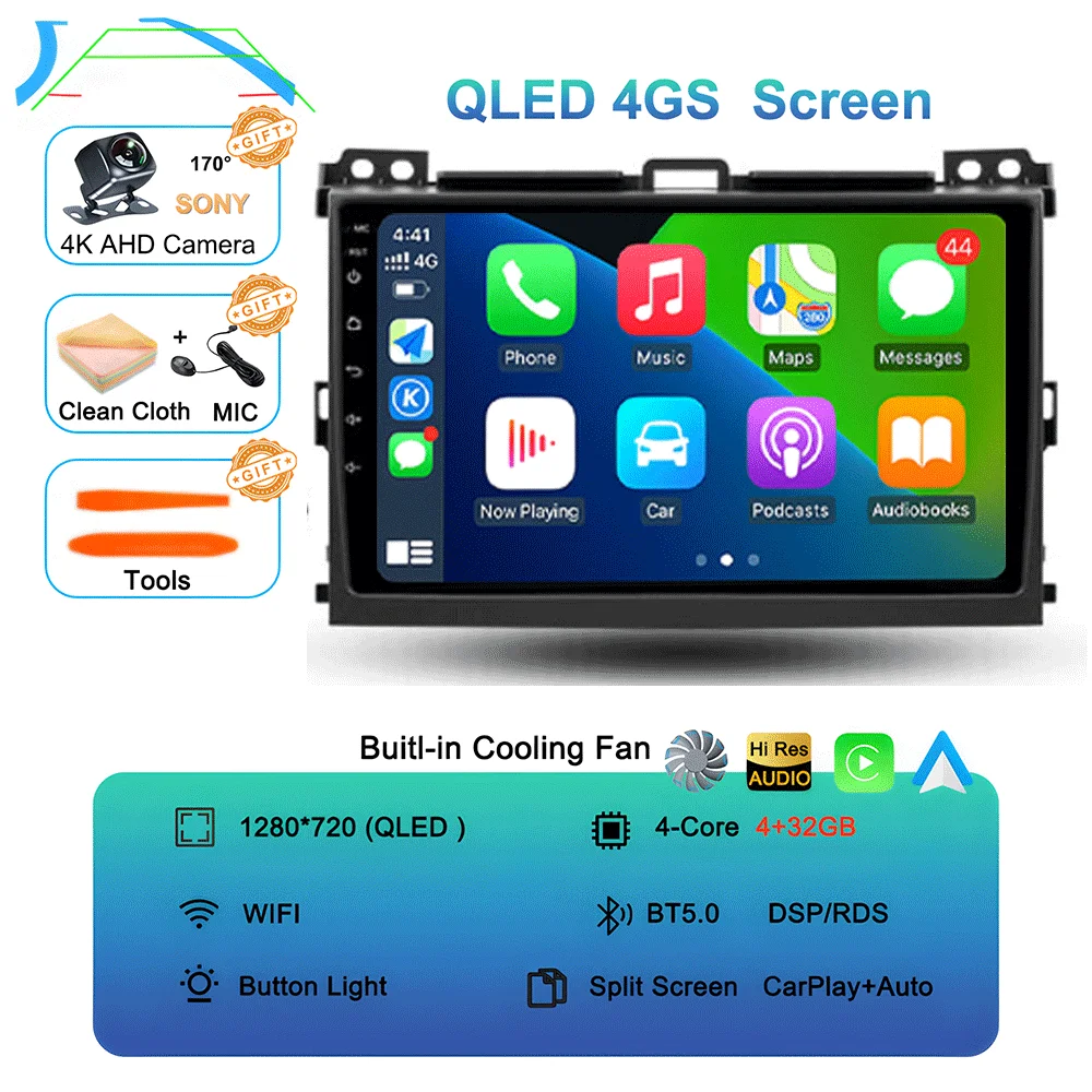 Android 16 autoradio voor Toyota Land Cruiser Prado 120 3 III voor Lexus GX470 GX 470 J120 2002 - 2009 Multimedia Videospeler