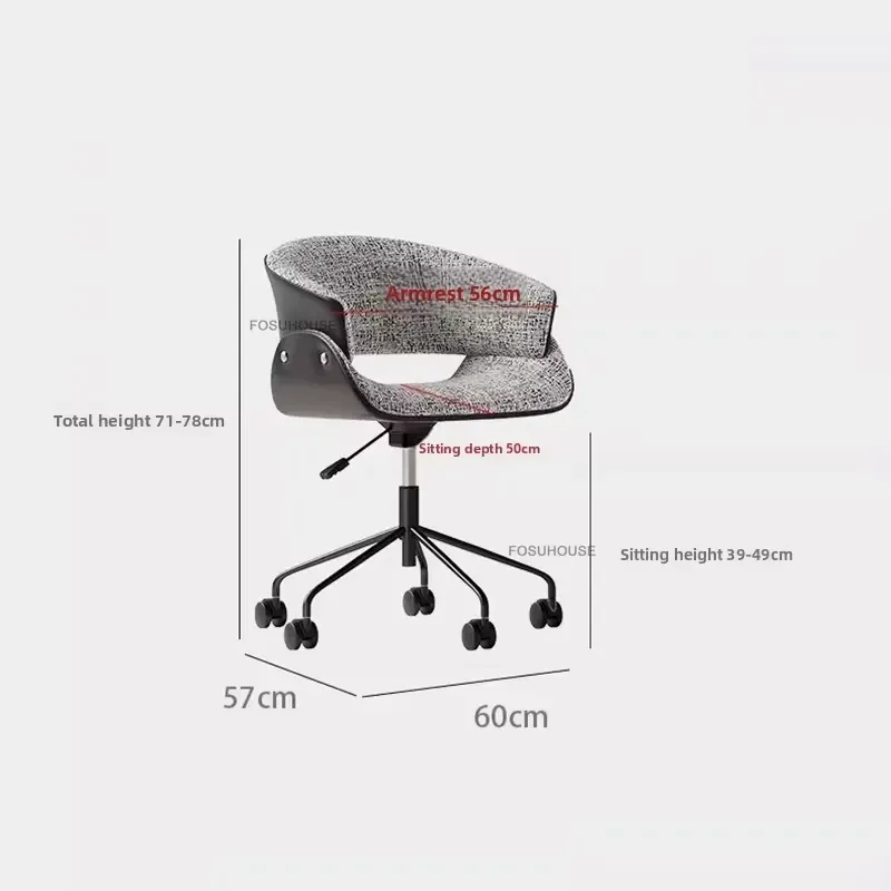 Ergonomic Luxury Fabric Office Chair with Adjustable Backrest for Home Computer Desk Bedroom Vanity Lift Swivel Chair