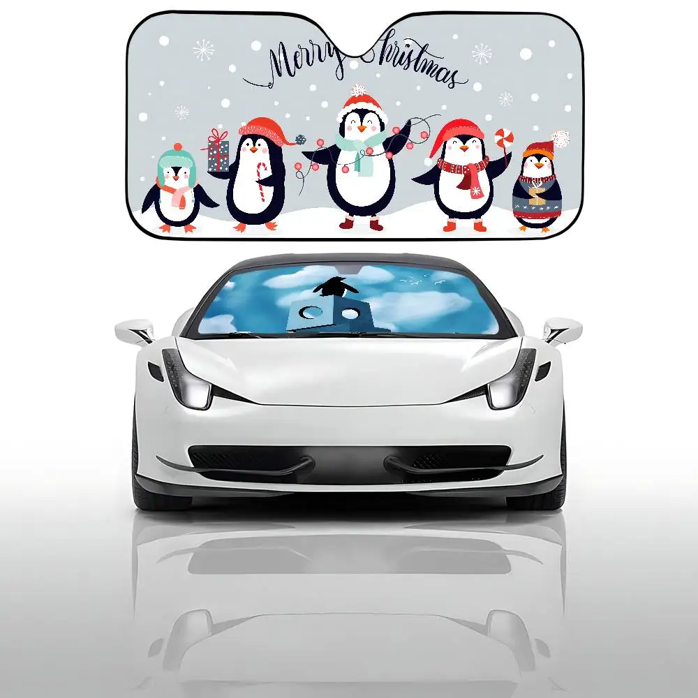 Penguin Car Sunshade Car Sunshade يغطي غطاء الزجاج الأمامي العالمي القابل للطي #5
