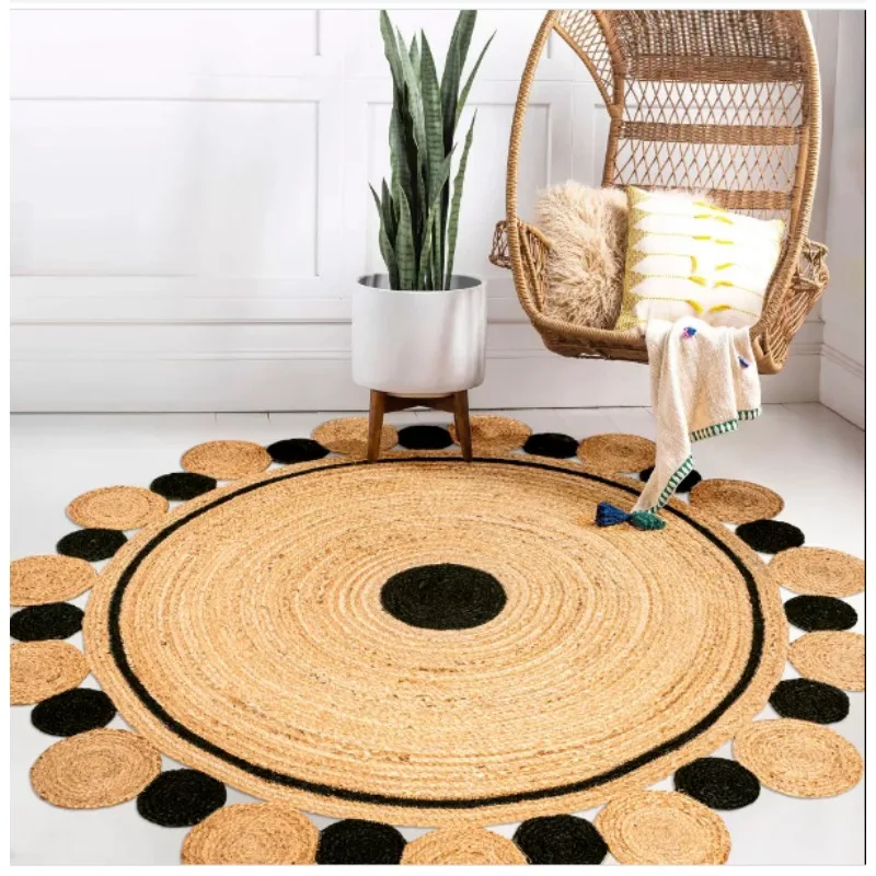 

Rug Natural Jute Braided Reversible Style Modern Carpet Rustic Look Area Rugs