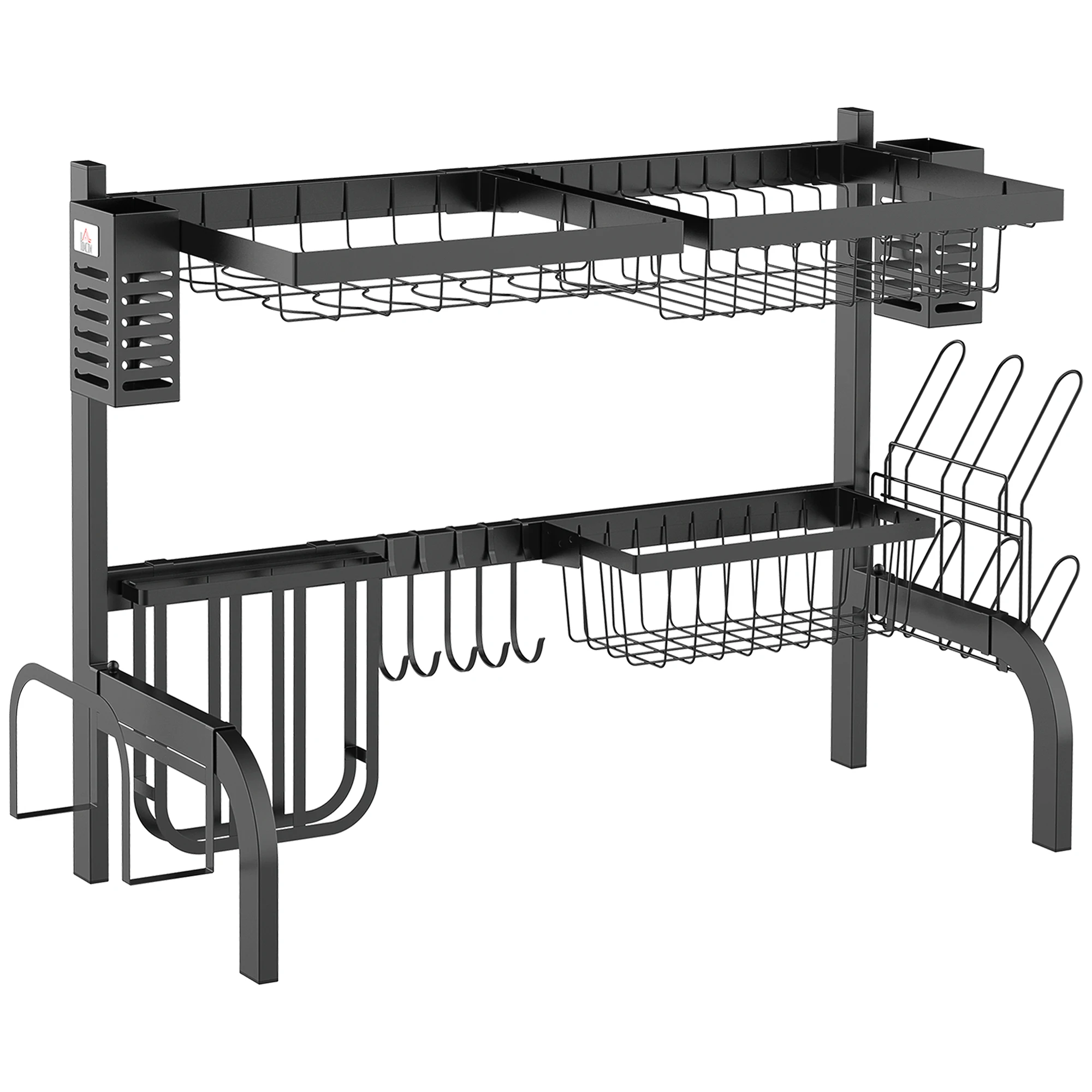 Homcom 2-laags stalen afdruiprek voor spoelbak 65X31,5X52,5 cm zwart