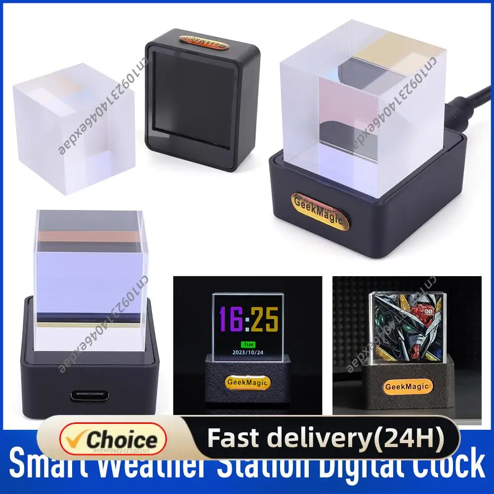 

Голографический настольный смарт-дисплей Crystal Cube с функцией погодной станции, цифровыми часами и GIF-анимациями для декора рабочего стола