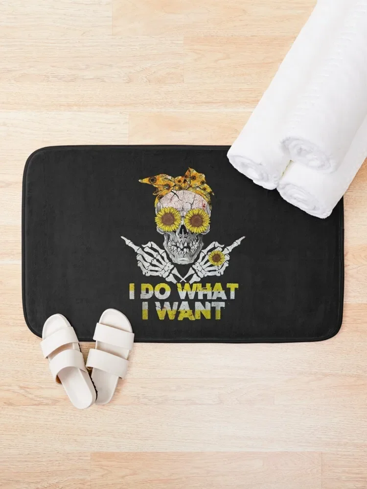 I Do What I Want Skull Sunflower Bath Mat Bathroom Items DoorFor The Door Mat