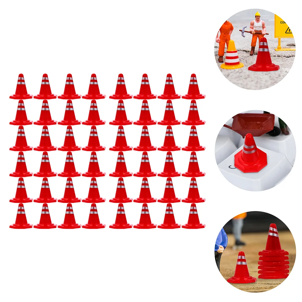 Cones Construção Plástica para Sinais de Tráfego, Tabela Areia Modelo e Roadblock, Orange Traffic Signs, 60 PCs