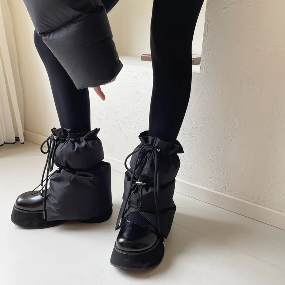 Fashion Thick Leg Warmer Drawstring Adjustable Foot Cover Padded Puffer Socks Sleeves Winter