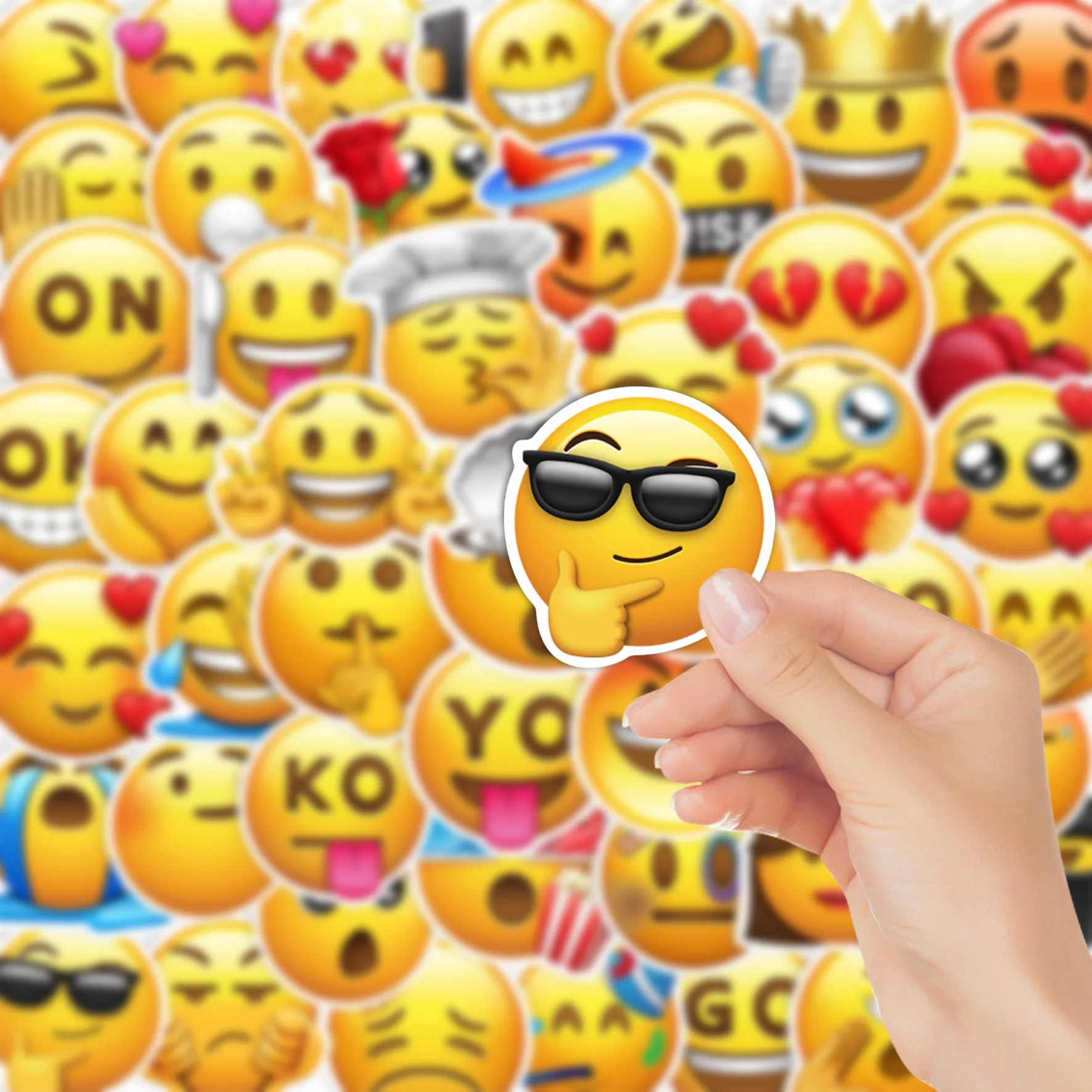 52pcs Funny Stickers Pack-Vibrant Vinyl Decals with Expressive Emoticon,Including Smiling,Laughing,Crying,Angry,Shocked,and More