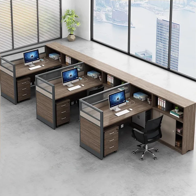 Desk simple modern screen partition workstation office staff table staff three-person office desk and chair combination