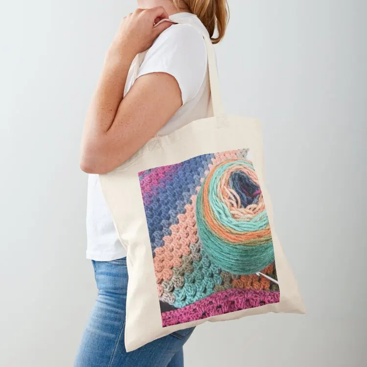 

Crochet in Progress Tote Bag custom fabric bag foldable reusable bag canvas tote hand bags