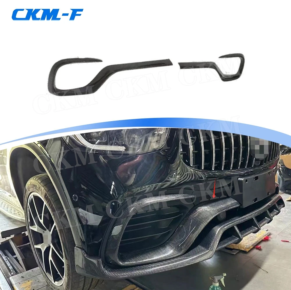 Dry Carbon Fiber Car Front Bumper Fender Splitters for Benz GLC63 AMG SUV 2020-2022 FRP Front Air Vent Body Kits Accessories