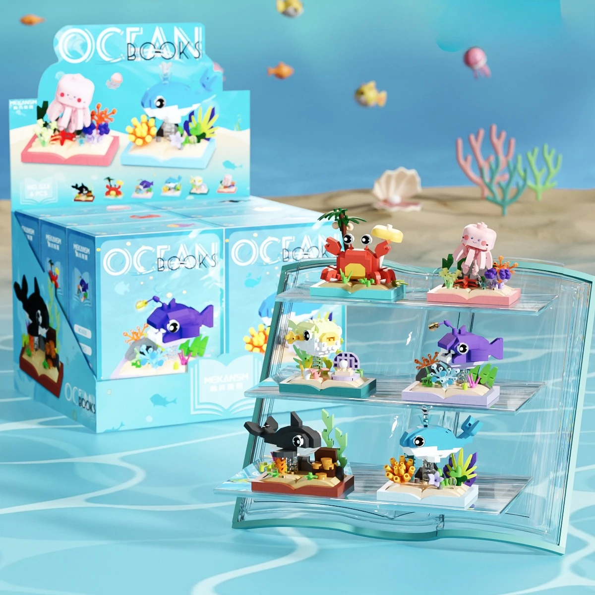 New Marine Animals Micro Particle Building Blocks Toys for Animal Shark, Jellyfish, Crab Diy Assembled Toys Puzzle Games Gifts view 3
