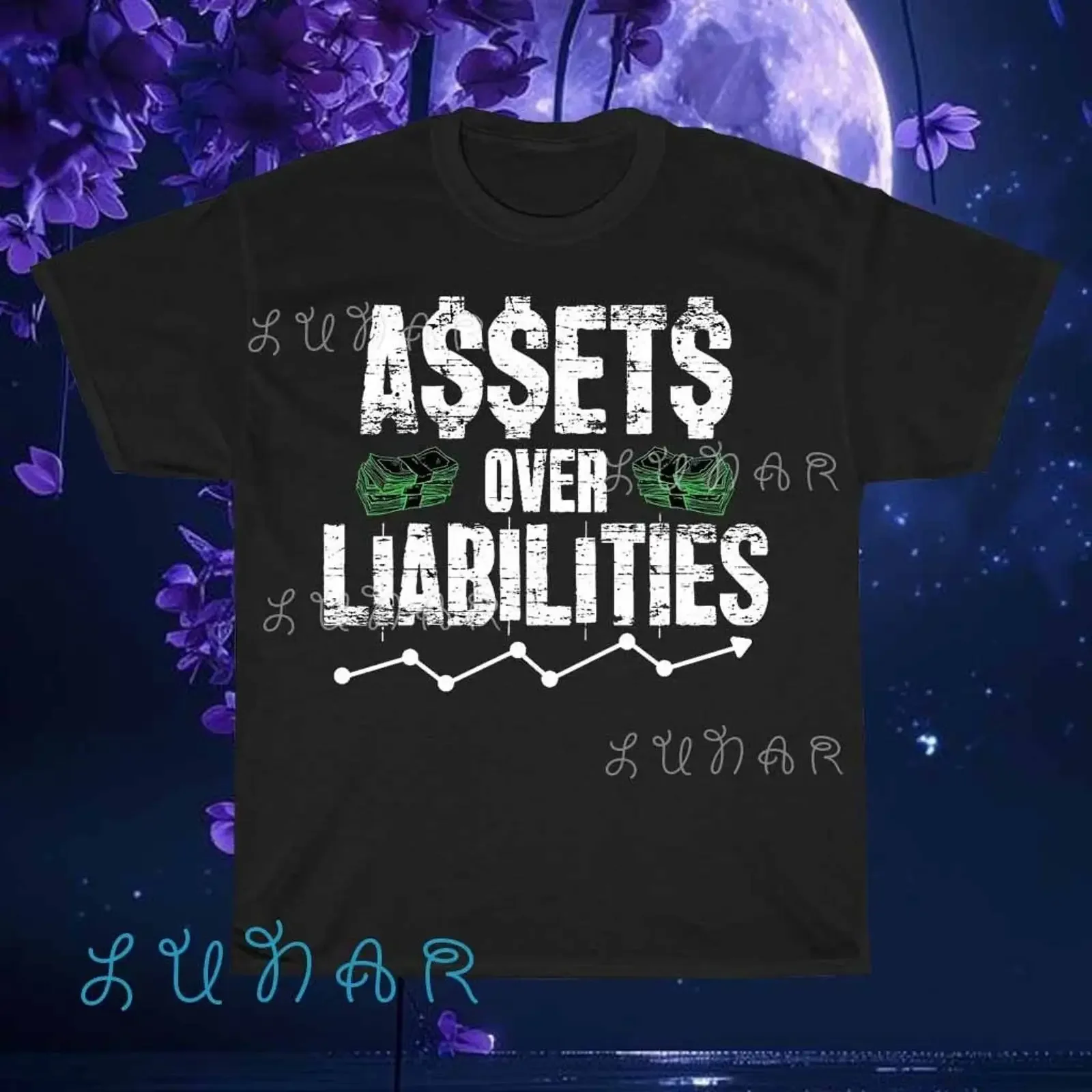 New T Shirt Assets Over Liabilities Logo American Funny Size S to 5XL Image 1 of 3 vintage Washed designer clothes Unisex homme