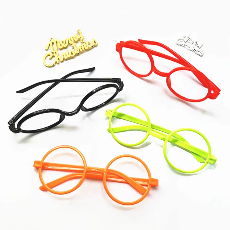 10Pcs Decorative Glasses Frames For Kids Fun Cute Round Lensless Glasses Frames Daily Photo Props Holiday Party Favours 4 Colors