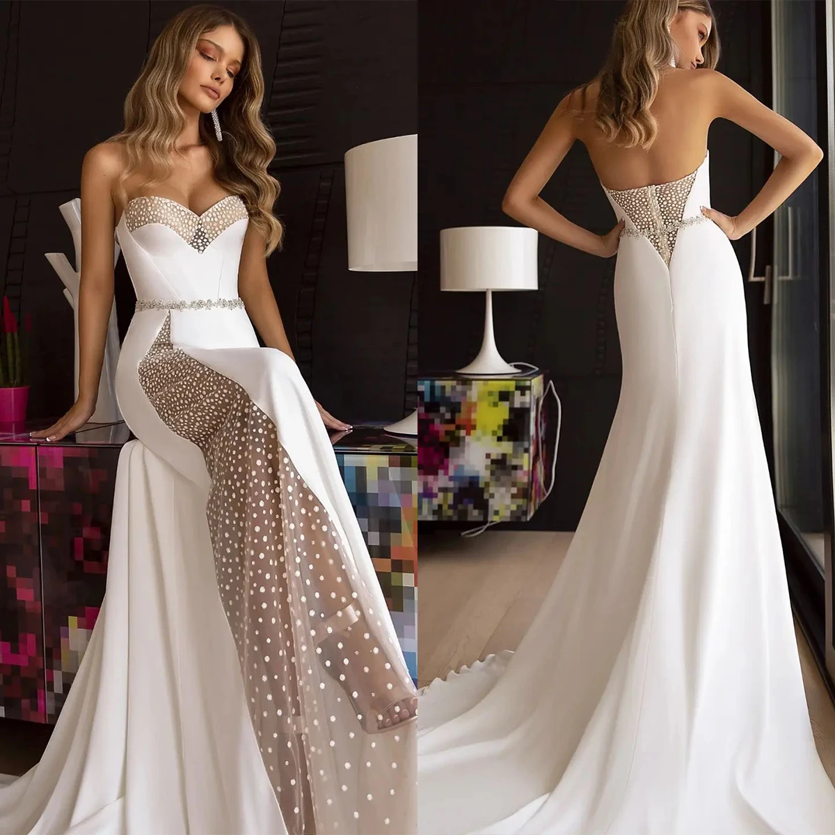 Elegante linha a vestidos de casamento querida renda aplicadores cinto design especial na lateral tribunal vestido plissados feito sob encomenda zíper mais
