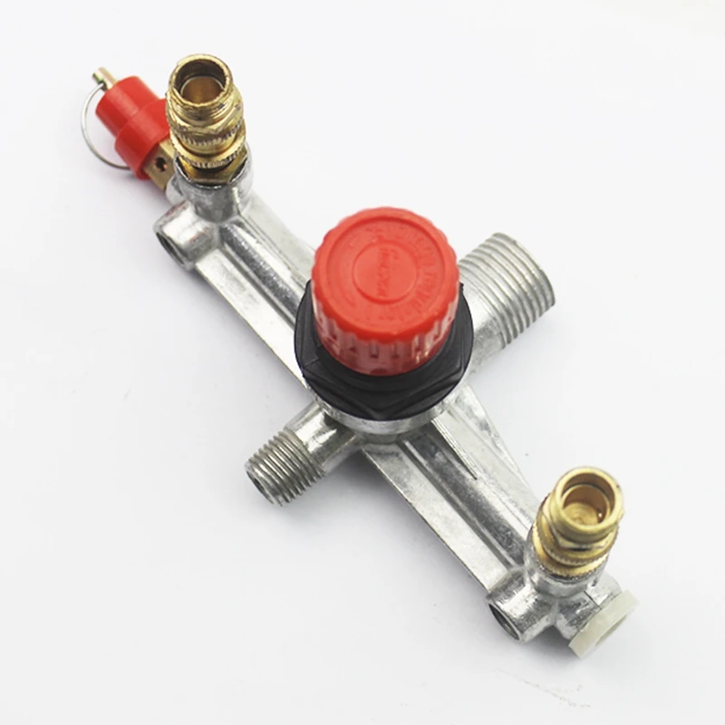 2020 New Air Compressor Push-Pull Valve Switch Control Manifold Regulator Gauges Aluminum Bracket Red Cap Pressure Relief Valve