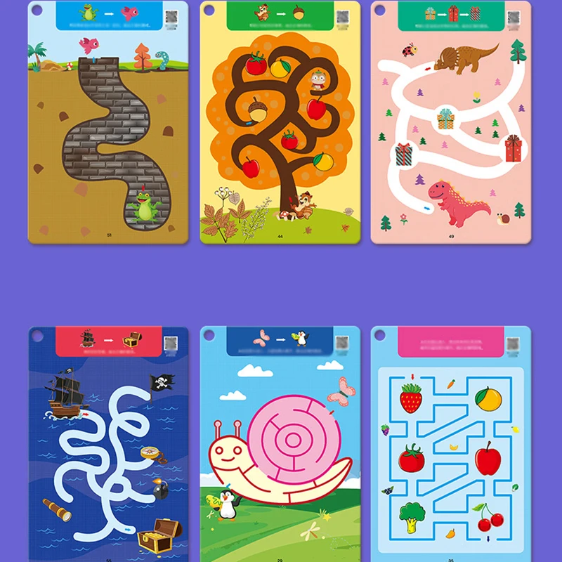 Libro di formazione Quaderno di pratica riutilizzabile Penna di controllo Formazione magica Montessori per bambini Libro educativo Labirinto di concentrazione