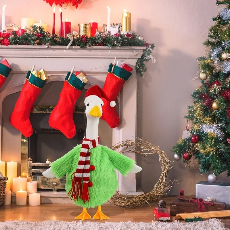 Divertida traje de ganso verde, disfraz de ganso de Navidad para porche de 23 pulgadas de alto, ganso para patio, césped, jardín al aire libre, decoración navideña, Cosplay