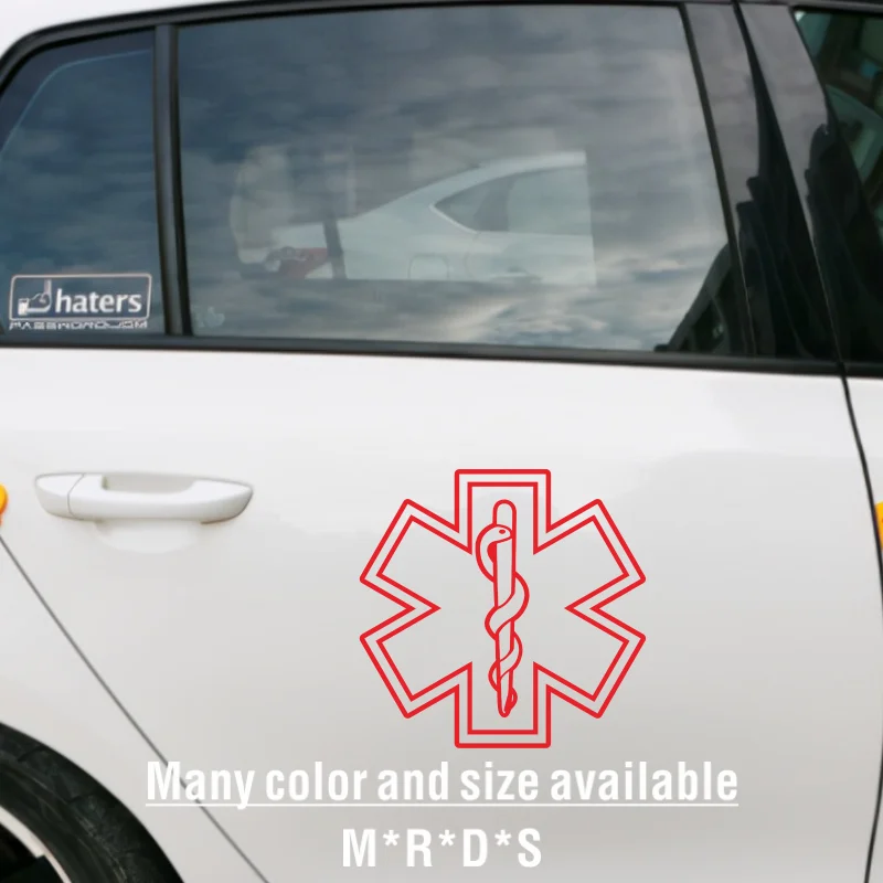Snake and Staff Medical Decal Star of Life Sign Vinyl Sticker Ambulance Car Window Decor Star for Laptop Decoration #137