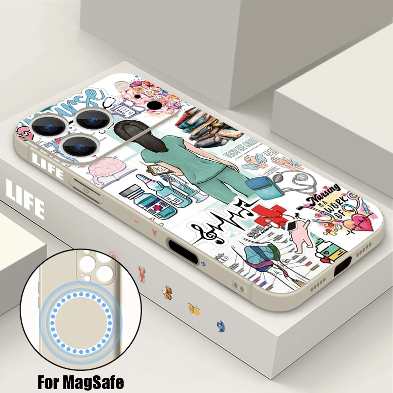 Magnetic Soft TPU Phone Case For iPhone 17 Pro Max 17e 16 15 14 13 Pro Max 16e For Magsafe Creative Pattern Silicone Back Cover