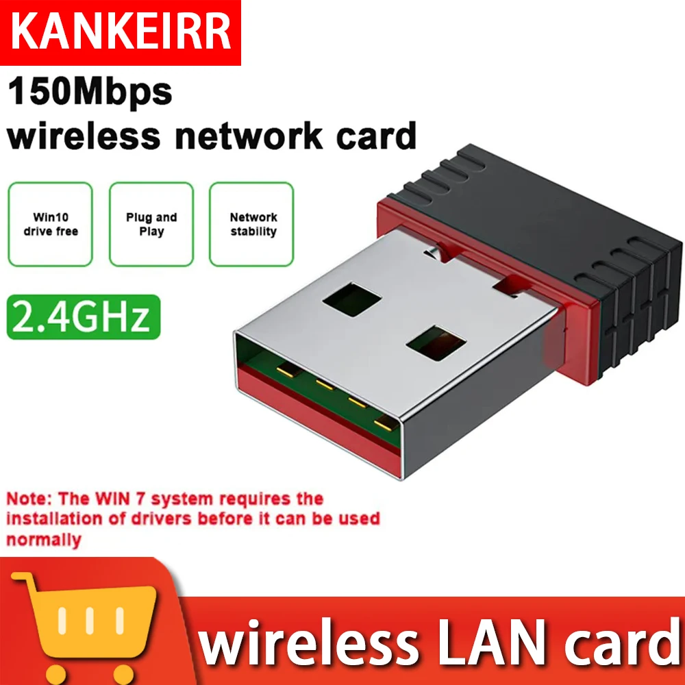 KANKEIRR Wireless 2.4G 150M Mini USB Wifi Network Card Adapter WLAN IEEE802.11n USB2.0 Wifi Receiver for Tablet PC