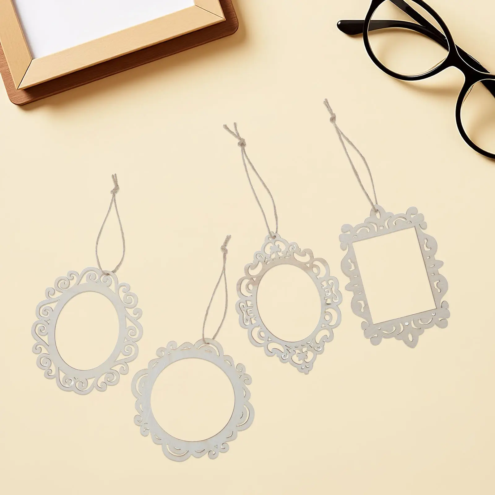 18Pcs Vintage Photo Frame Set Natural Wood Assorted Shapes DIY Hanging Rustic Wall Picture Frames for Crafts Wooden Photo Frame