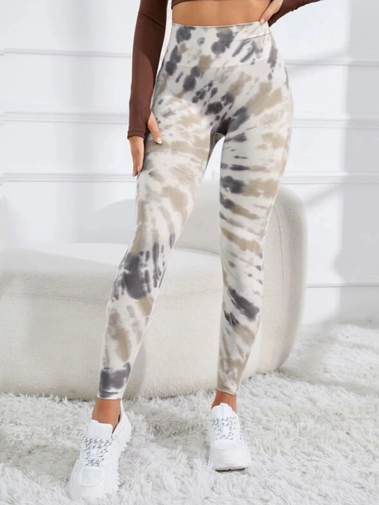 Fashionable Sexy High Waist Sports Leggings Printed Gym Tights  Woman Running Pants Booty Lifting Leggings Tie Dye Push Up Leggi