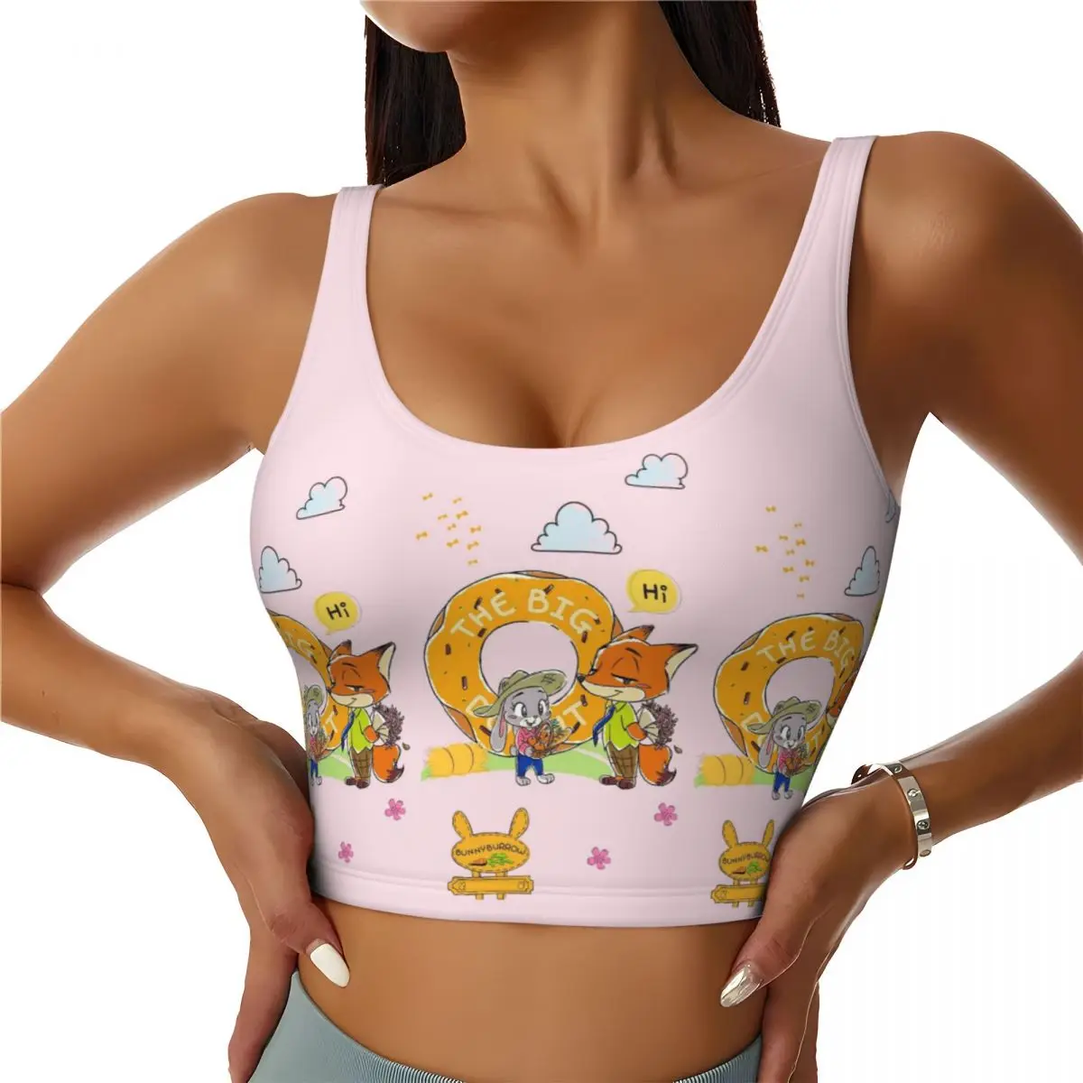 

Custom Zootopia Cute Cartoon Workout Crop Tank Tops Women's Yoga Sports Bras