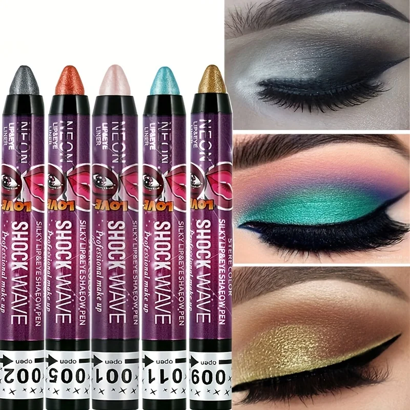 2 In 1 Eyeshadow Pen, Waterproof Eyeshadow Stick Lip Makeup Pen, Glitter Shimmer Long Lasting Eye Makeup For Music Festival