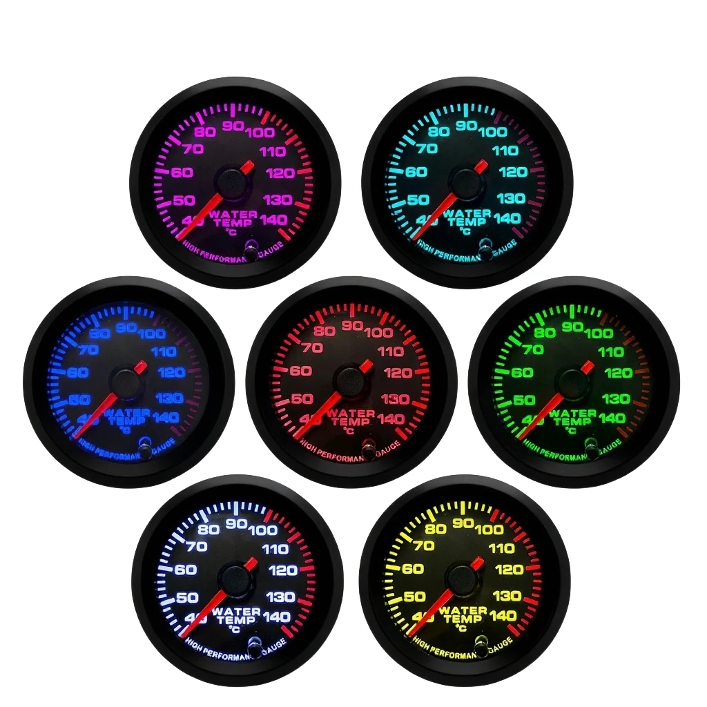 52mm Car Water Temp Oil Temp Oil Press Gauge RPM Tachometer Boost Voltmeter EGT Gauge with Alarm Function 7 Colors Backlight