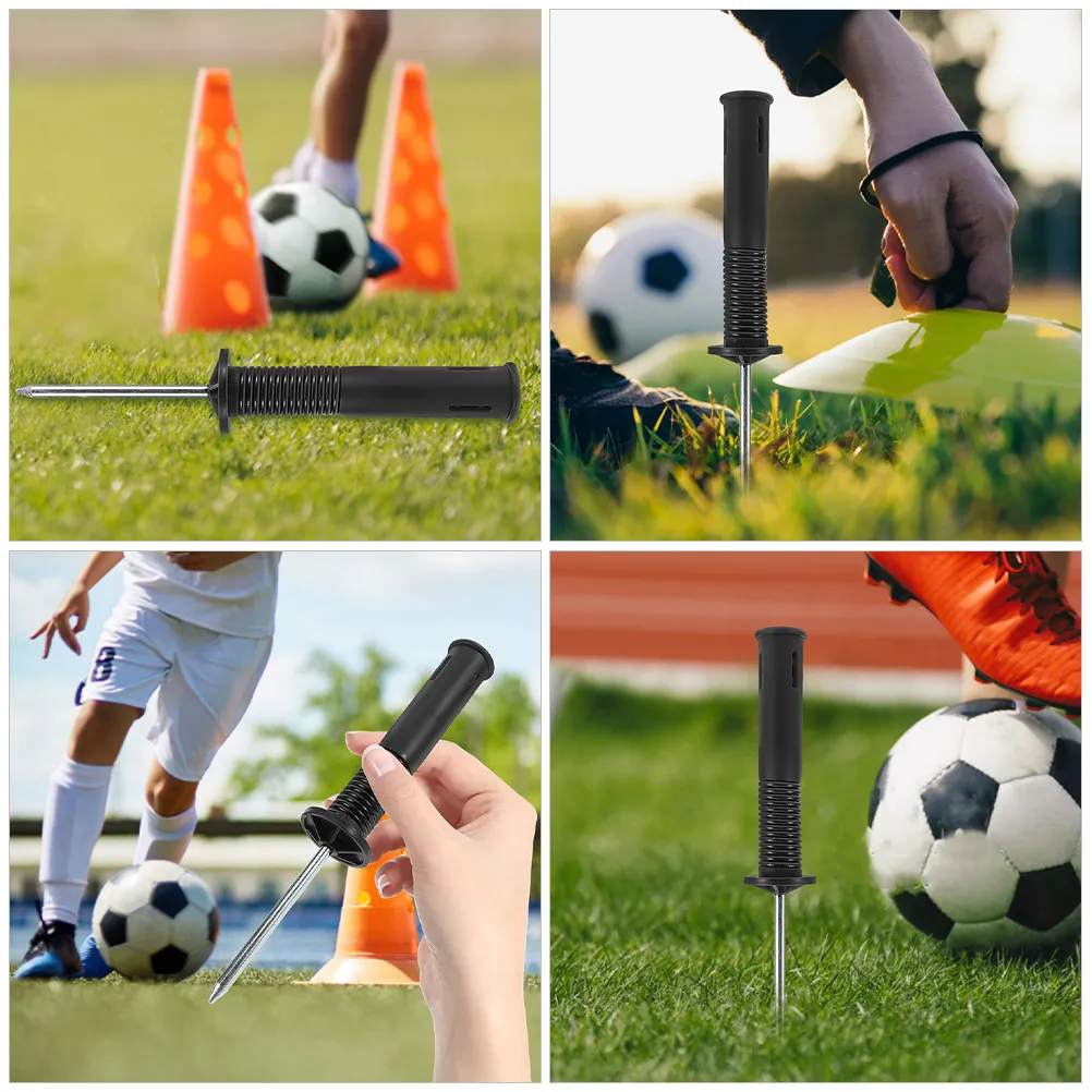 2Pcs Soccer Flag Pole Ground Stakes Spring Loaded Metal Base Holder for Corner Flags Training Drill Field Setup Equipment