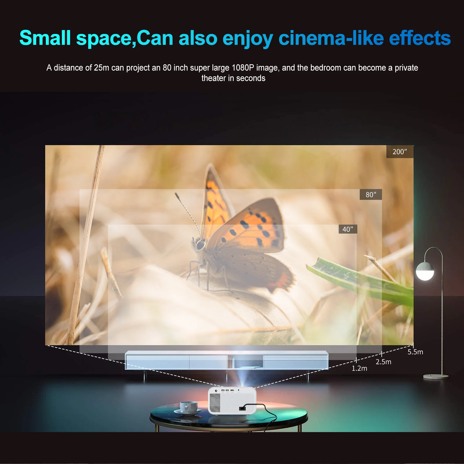 4K UHD Projector Android 300ANSI 1920*1080P Wifi BT 1080P 4K HD Home Cinema Theater Office Outdoor Smart Portable Projetor