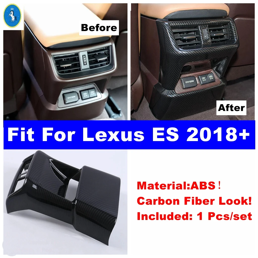 

ABS Rear Air Conditioning AC Outlet Vent Anti Kick Panel Decor Cover Trim For Lexus ES 2018 - 2023 Carbon Fiber Auto Accessories