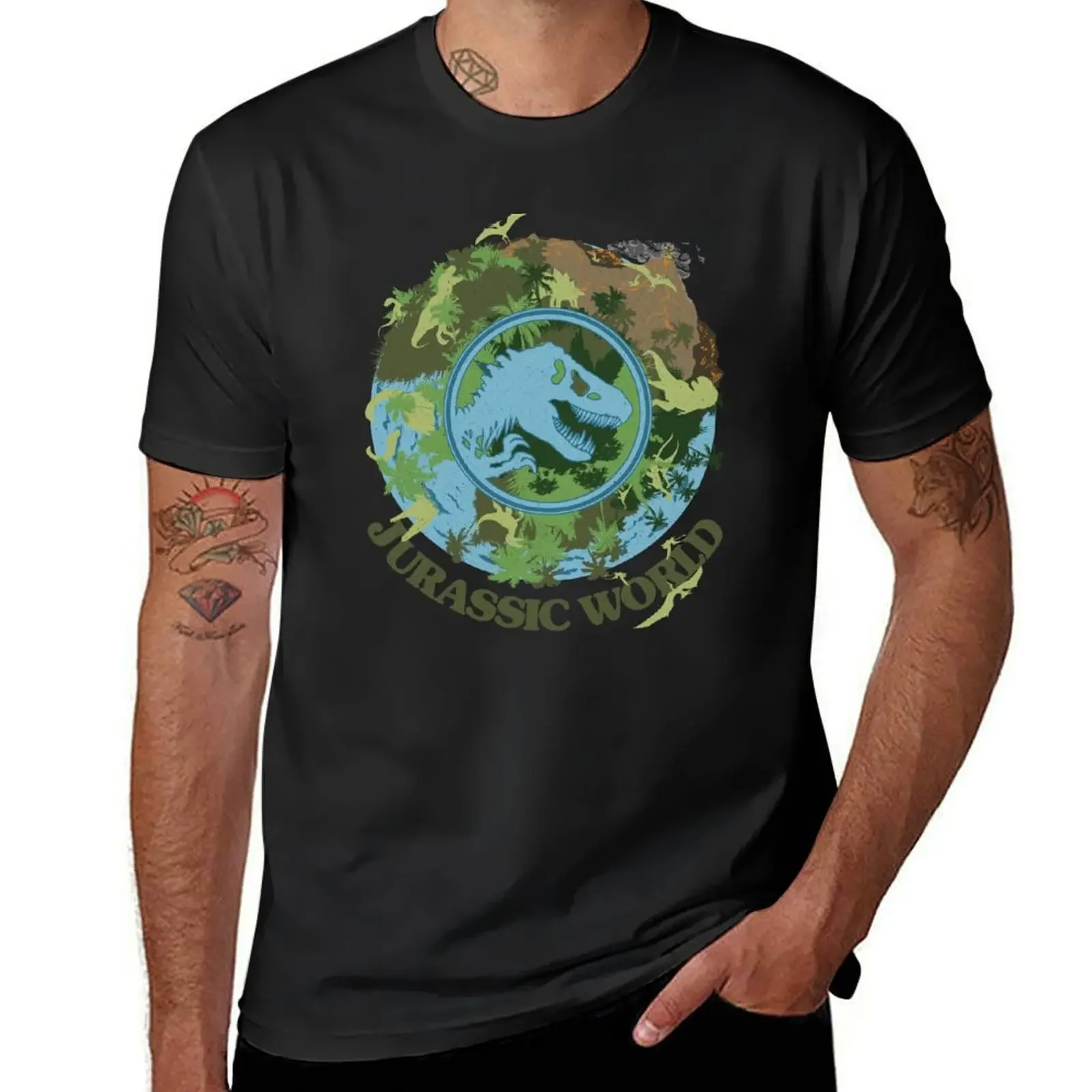 Jurassic World: Fallen Kingdom T-Rex Planet Silueta Logo camiseta anime ropa hombres camisetas gráficas anime