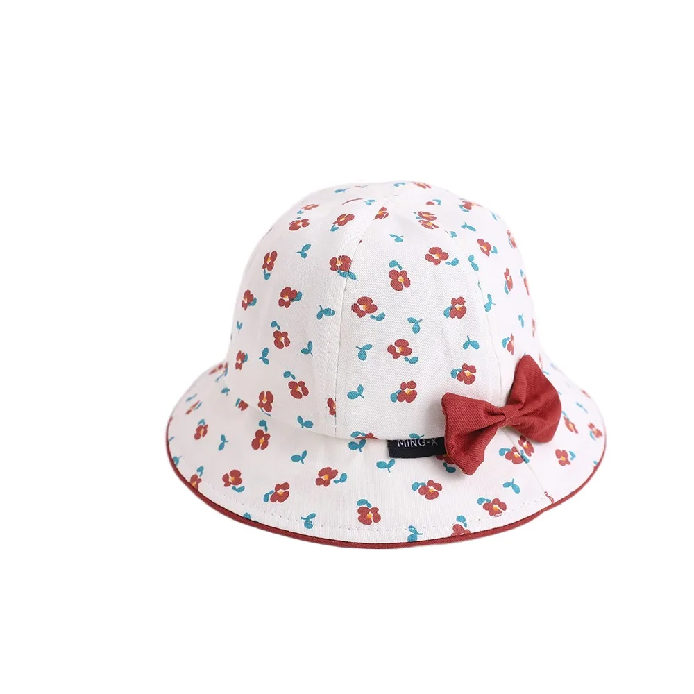 

Fashion Korean Style Flower Bucket Cap Wide Brim Cotton Baby Shading Hat Bowknot Breathable Children's Fisherman Hat Kid