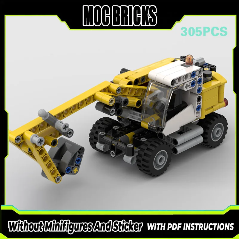 

City Car Model MOC Building Bricks A918 Wheeled Excavator Machinery Modular Technology Gifts Holiday Assemble Children Toys Suit