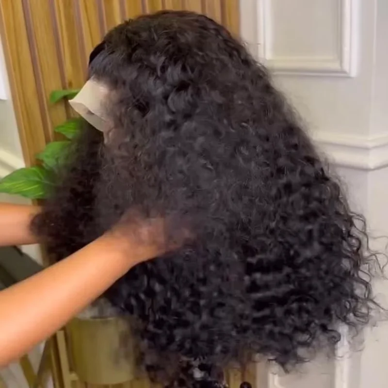 Wig renda keriting hitam ikal panjang 26 inci kepadatan 180 panjang lembut untuk wanita Afrika Babyhair dalam tanpa lem pra harian