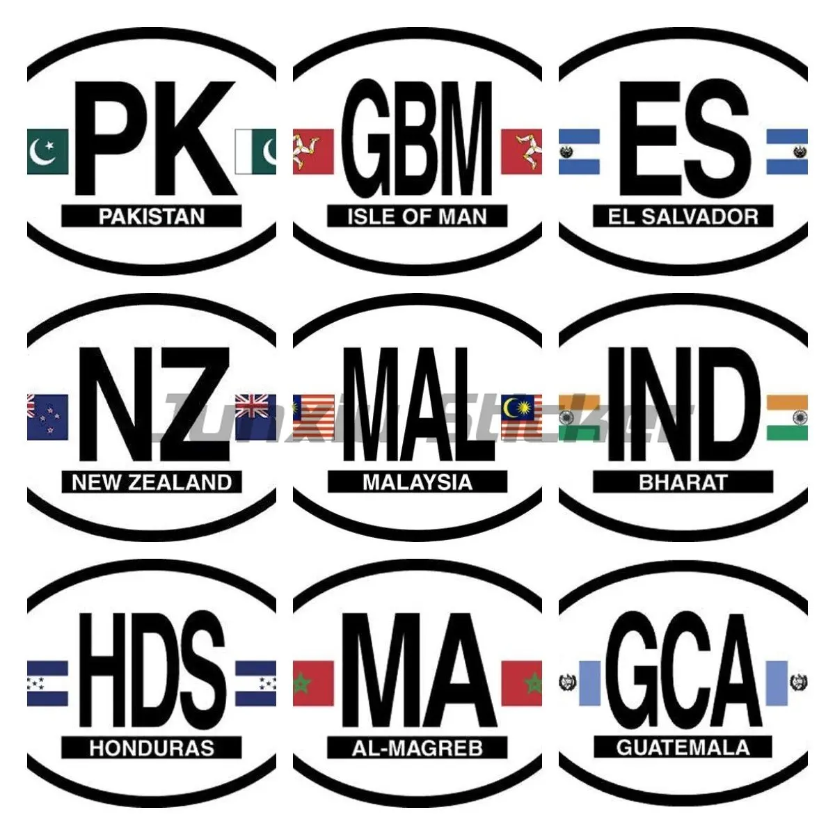 Malaysia Lebanon Palestine Guatemala India Egypt Morocco Isle of Man Egypt Flag Reflective Oval Sticker Decal Car Accessories