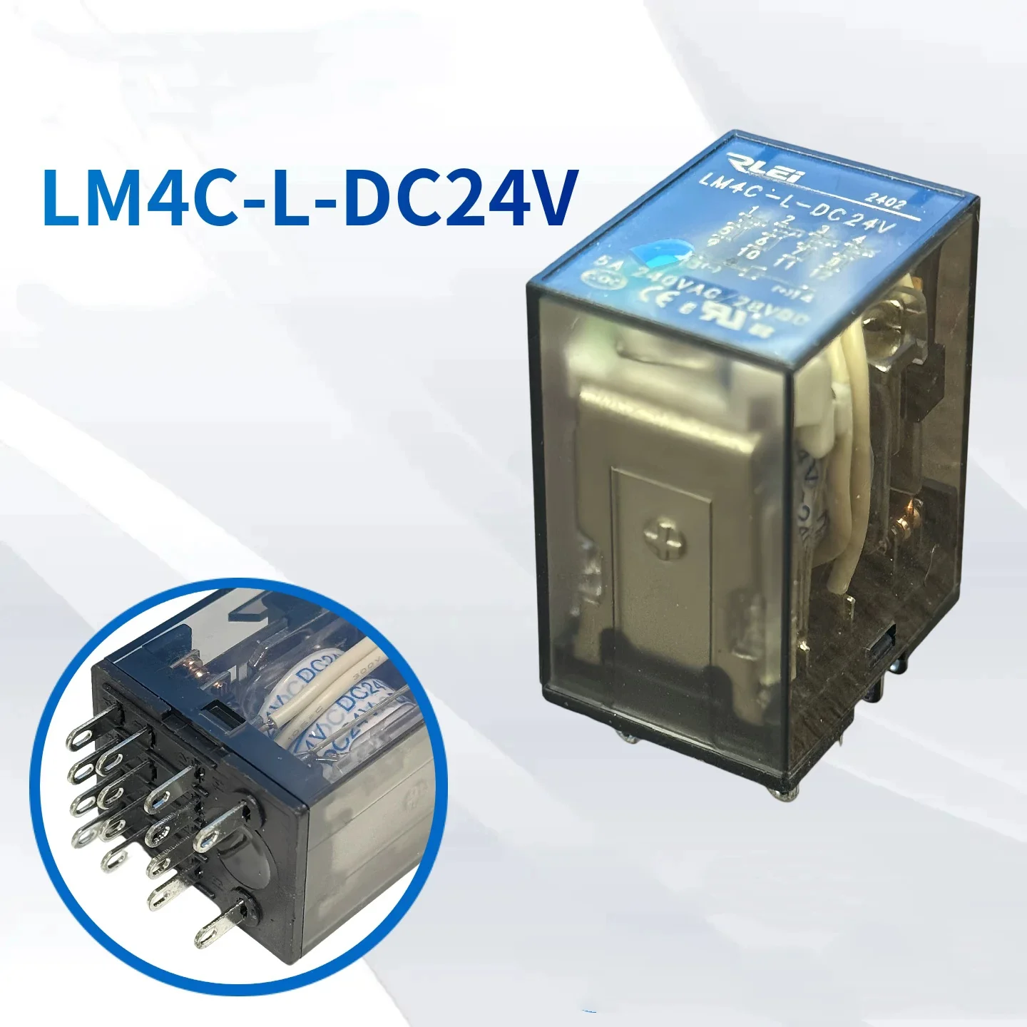 Mini Electromagnetic Intermediate Relay LM4C-L, 4PDT 5A, DC12V DC24V AC220V Industrial Control Relay