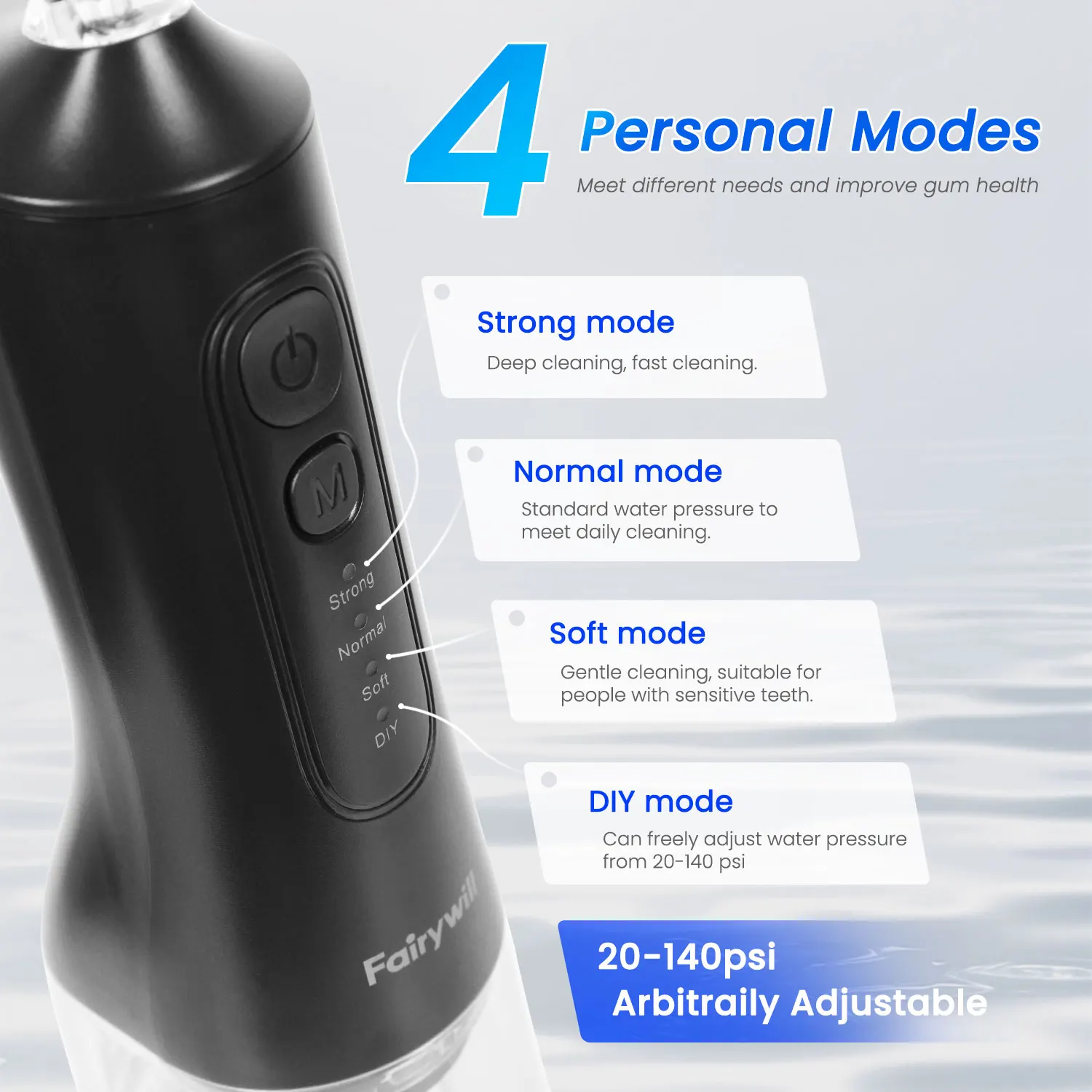 Fairywill USB المحمولة عن طريق الفم الري جهاز تنظيف الأسنان بالماء الأسنان المياه تبييض الأسنان 300 مللي 6 فوهات الفم تنظيف الفم للأقواس