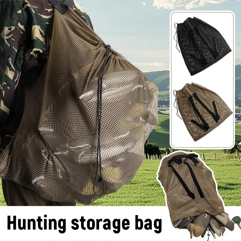 

Outdoor Hunting Bait Bag Mesh Pouch for Fake Duck Turkey Waterfowl Carrying Adjustable Drawstring Hunting Storage Net Bag