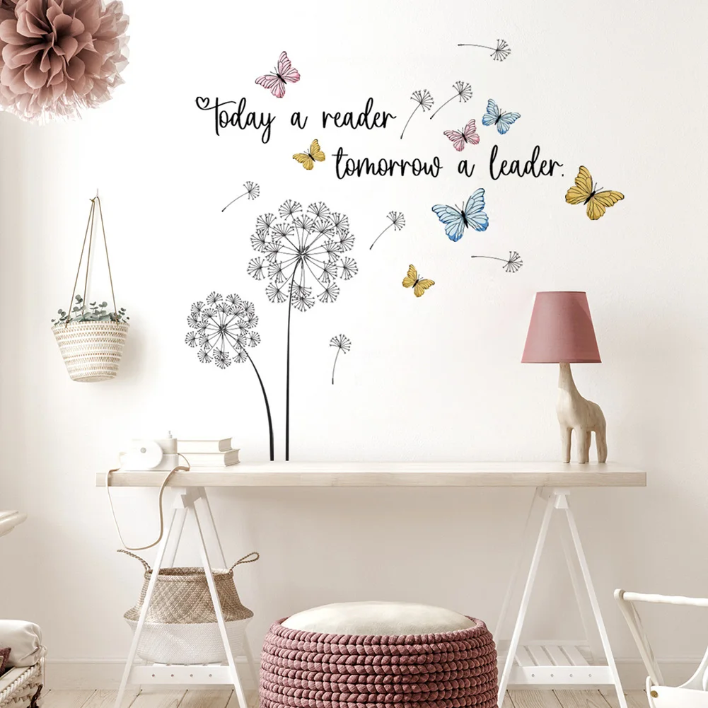 Dandelion Butterfly Inspirational Quotes Wall Sticker Bedroom Living Room Home Decoration Decals Wallpaper Combination Stickers