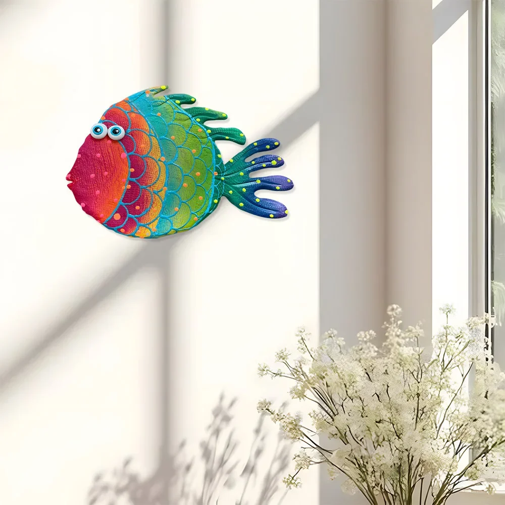 CIFBUY Colorful Fish Metal Wall Art Sign Iron Decor Rust Proof Waterproof For Indoor Outdoor Garden Patio Home Decoration