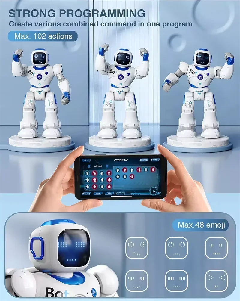 Smart AI pengendali jarak jauh interaktif Robot menari mainan elektronik cerdas pemrograman RC mainan robot untuk anak-anak