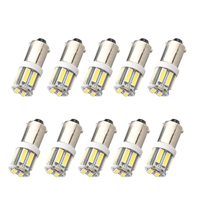 10pcs BA9S 434 T4W 10 LED 7020 SMD H6W Car Auto Interior Reading Lights Dome Lamp DC 12V 24V Car LED Parking DRL License Plate