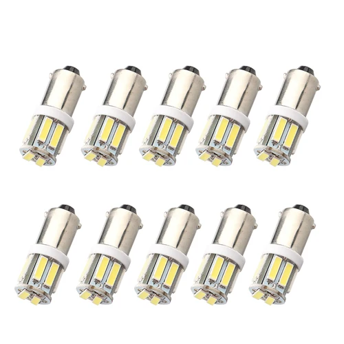 10 Uds BA9S 434 T4W 10 LED 7020 SMD H6W luces de lectura interiores de coche lámpara de techo DC 12V 24V LED de estacionamiento placa de matrícula DRL