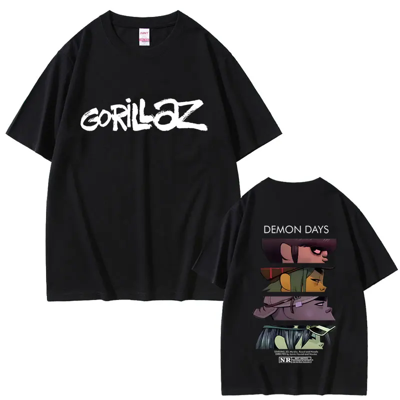 Rock Band Gorillaz Demon Days Eyes Print T-shirt Men Women Hip Hop Fashion Oversized Streetwear Male Casual Soft Cotton T Shirts