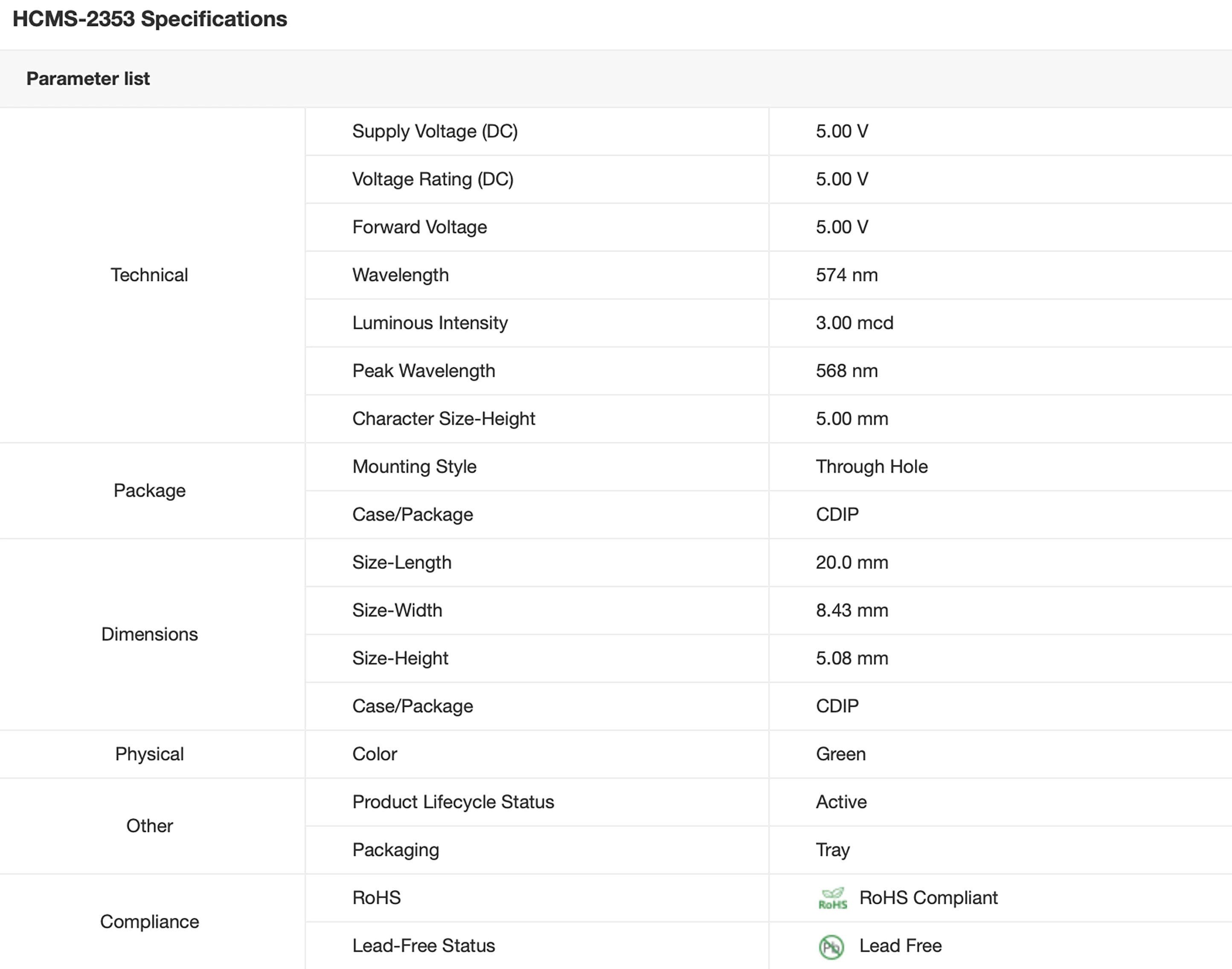 100% جديدة ومبتكرة HCMS-2353 HCMS2353 DIP-12 شاشة LED 5X7 4CHAR 5 مللي متر شاشة LED خضراء ووحدة في المخزون