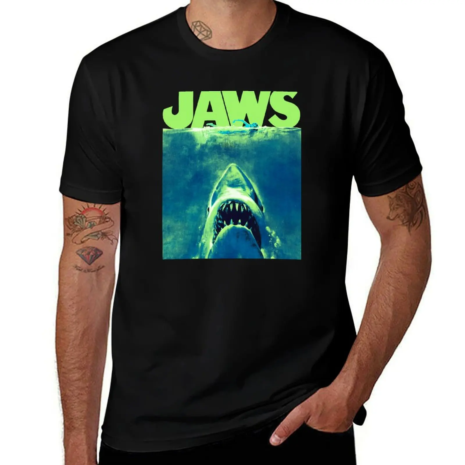 Jaws Surfacing Neon Poster Logo T-Shirt Holiday Outdoor T-Shirt