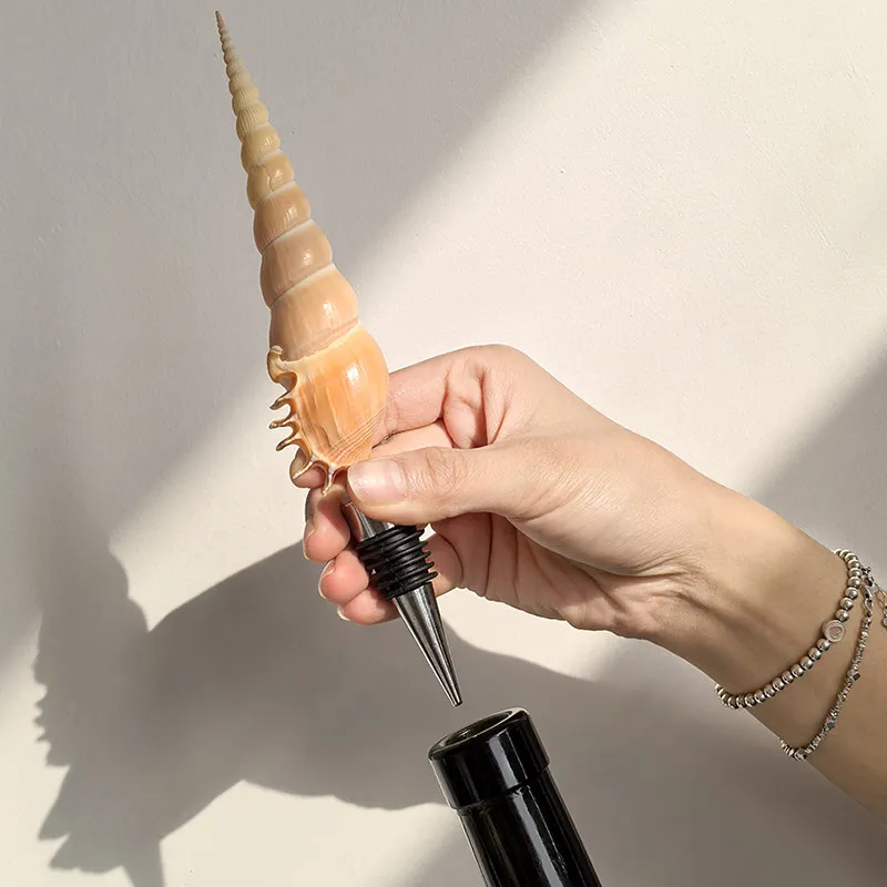 Natural Shell Conch Wine Stopper Reusable Airtight Seal Bottle Plug Creative Decorative Champagne Red Wine Preserver Dustproof H