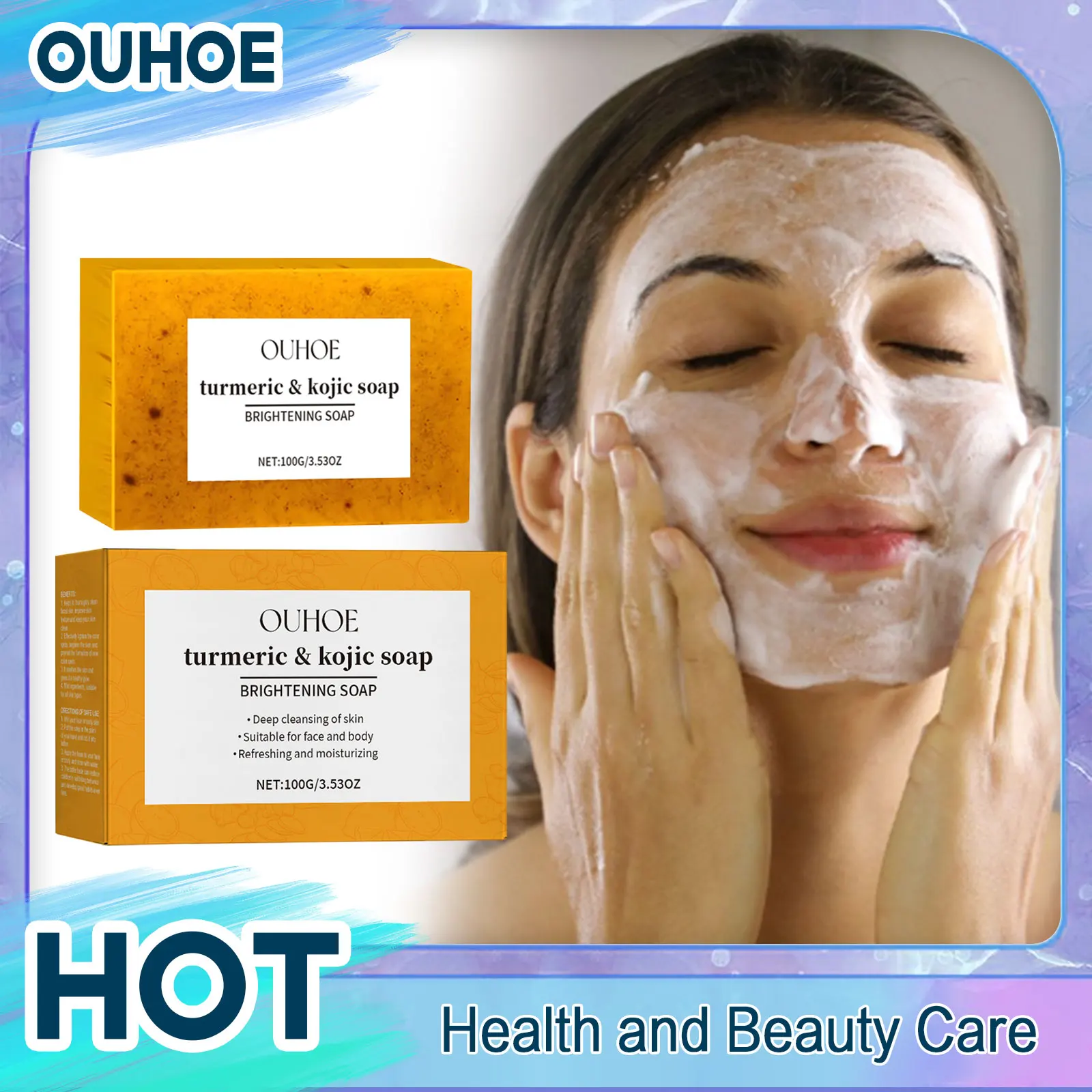 

Brightening Soap for Dark Skin Glowing Even Skin Tone Mositen Smooth Deep Cleansing Body Face Wash Handmade Turmeric Kojic Soap