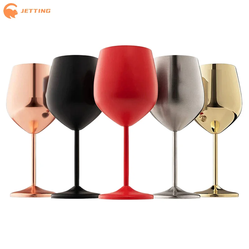 500 ml Edelstahl-Becher für Bar, KTV, europäischer Stil, Becher aus Glas, Rotwein, Cocktailglas, unzerbrechliches Metall, hohes Champagnerglas